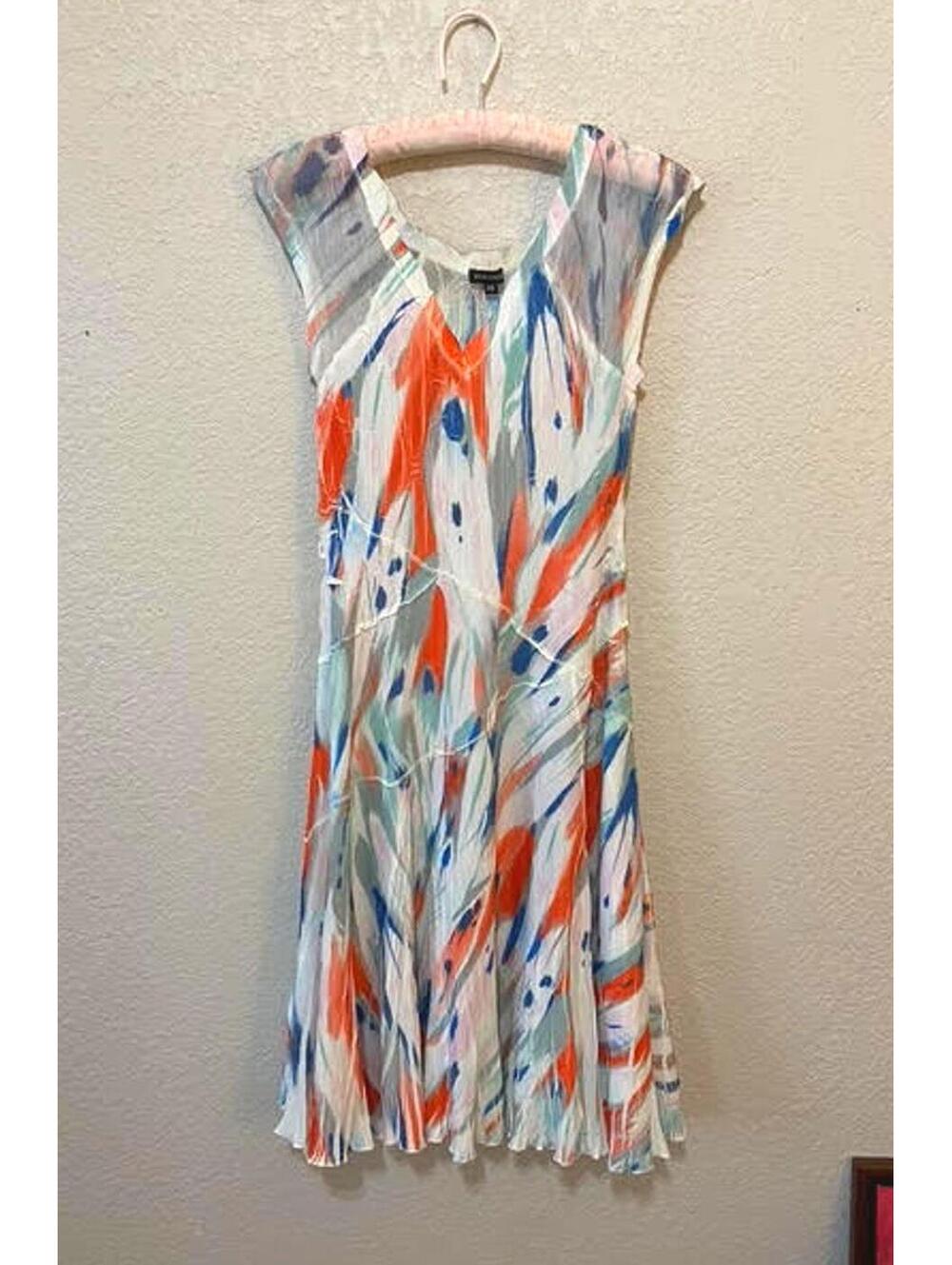 Komarov Dress Watercolor Abstract Fit Flare XS